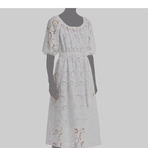 Hugo Boss White Eyelet Midi Dress